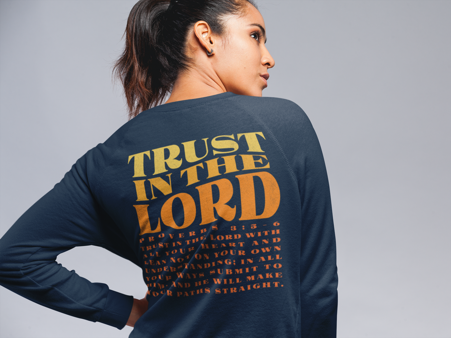 Women's Sweater Trust in The Lord (Sunset)
