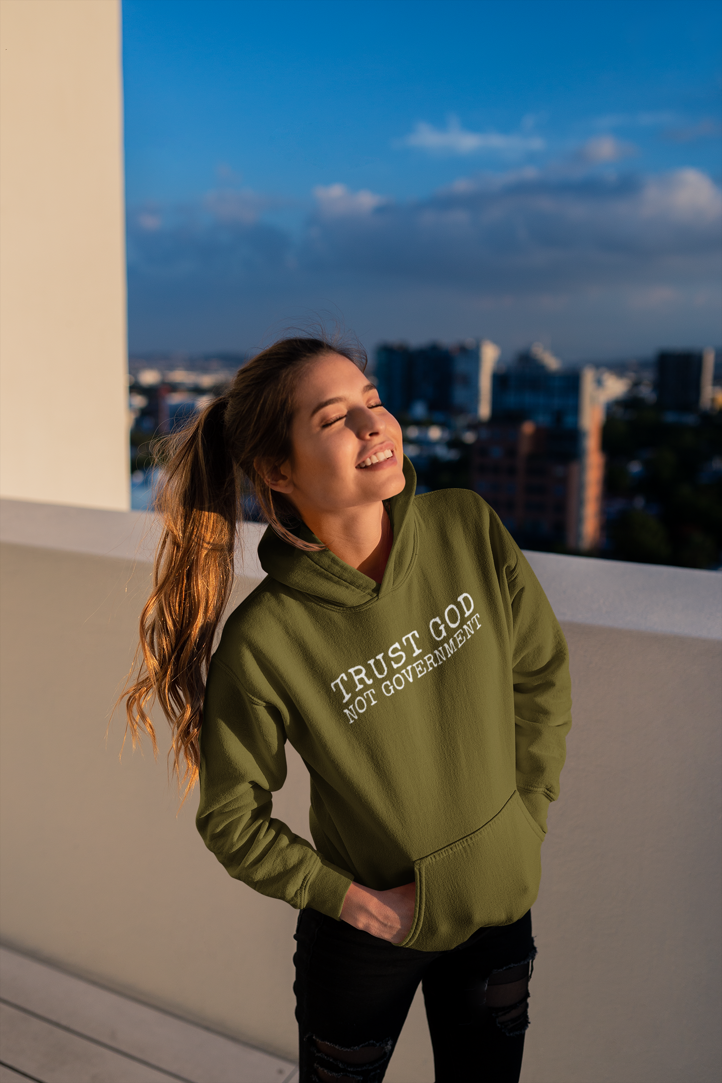Women's Hoodie Trust God Not Government