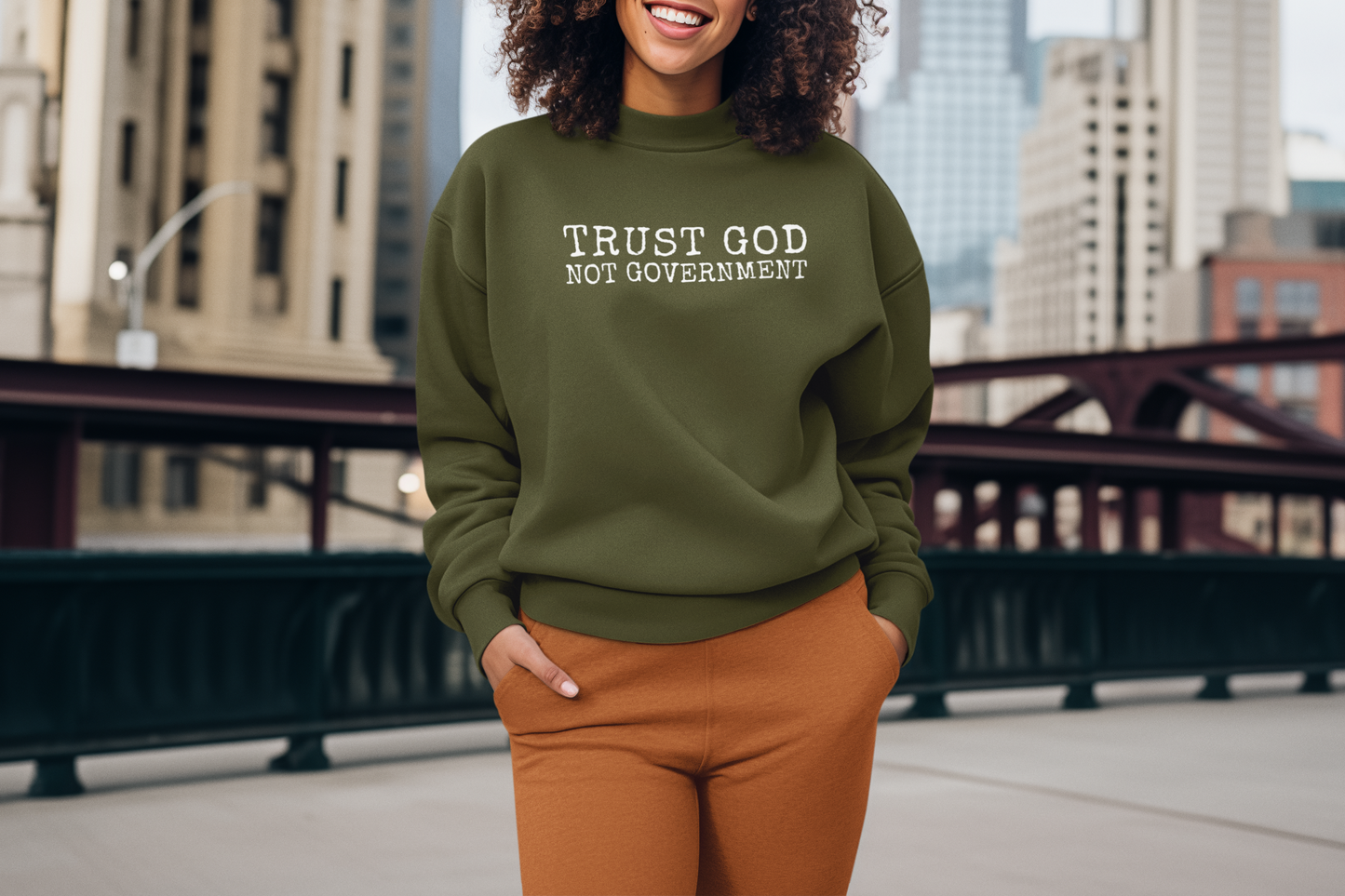 Women's Sweater Trust God Not Govenment