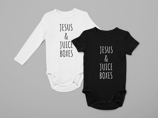 Baby Onesie Jesus and Juice Boxes