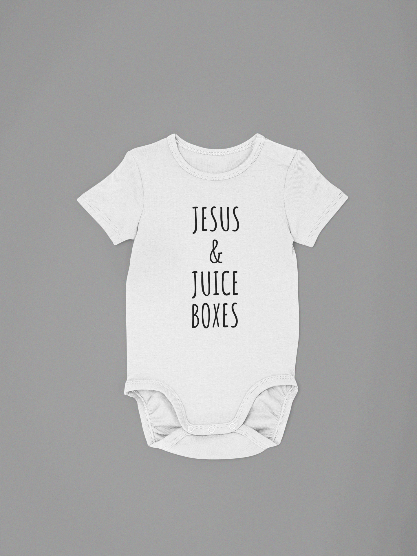 Baby Onesie Jesus and Juice Boxes