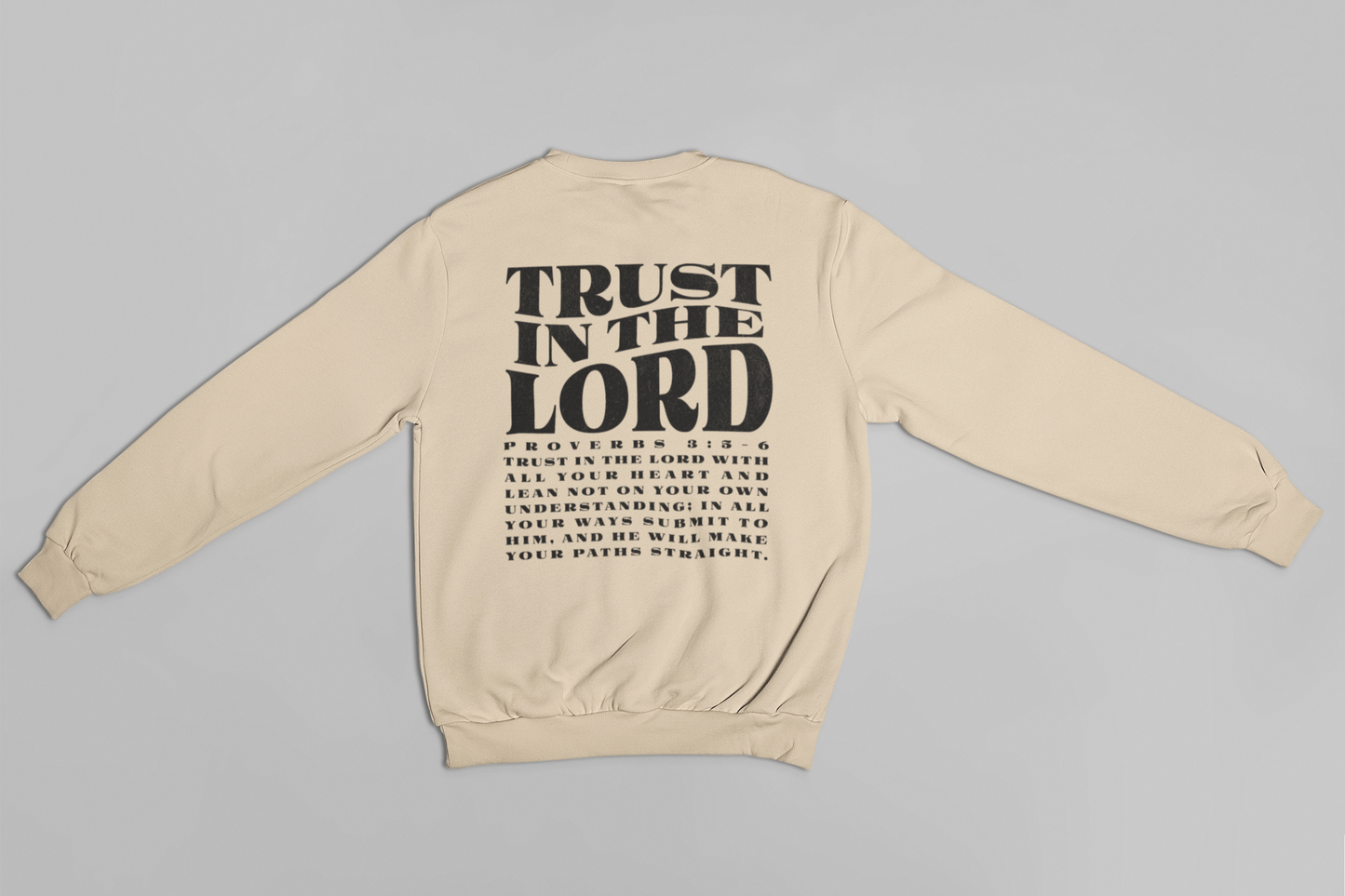 Women's Sweater Trust in the Lord (Black Distressed Font)