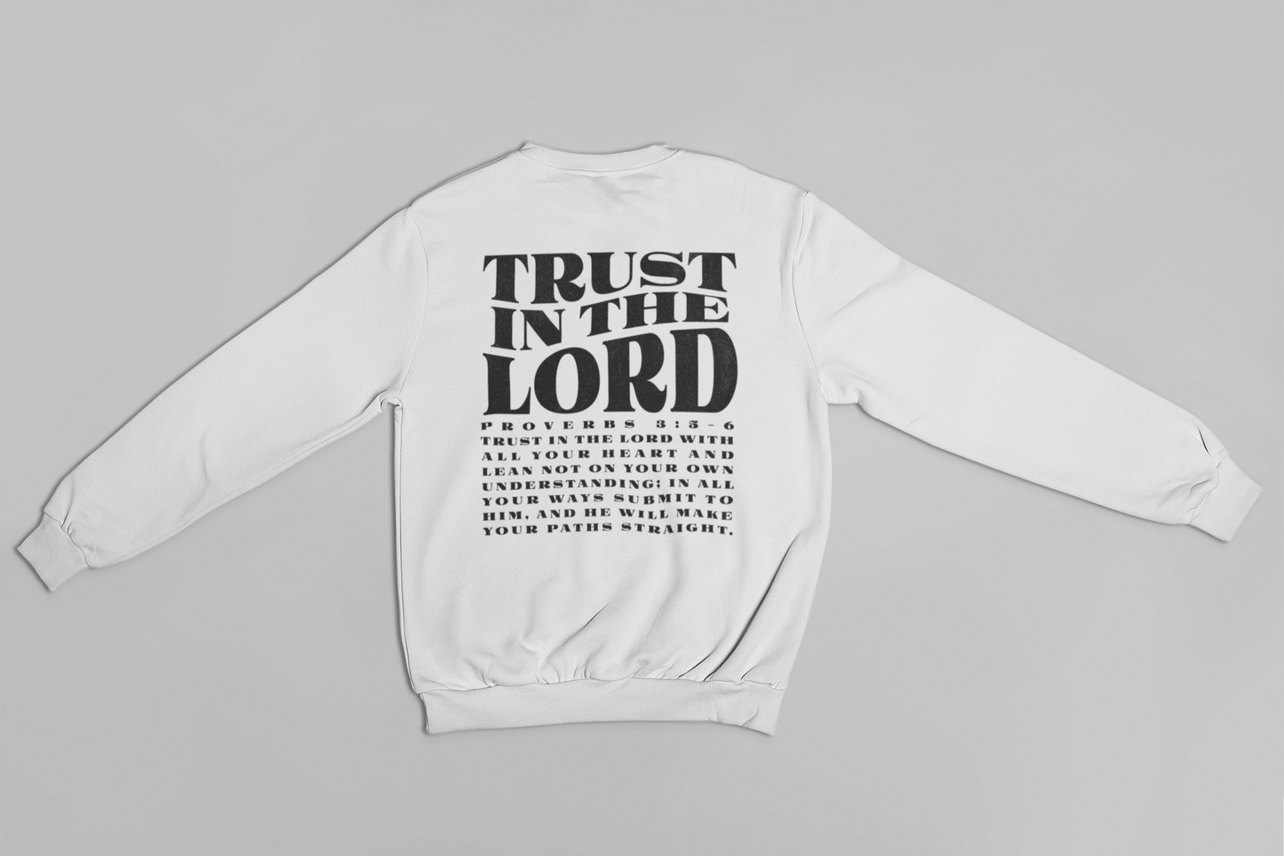 Women's Sweater Trust in the Lord (Black Distressed Font)