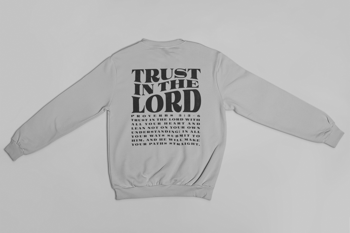 Women's Sweater Trust in the Lord (Black Distressed Font)