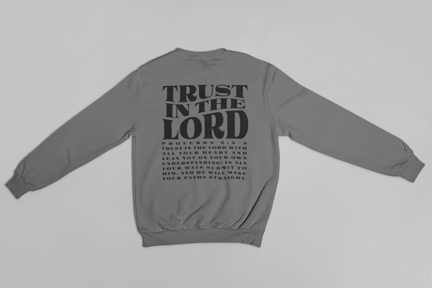 Women's Sweater Trust in the Lord (Black Distressed Font)