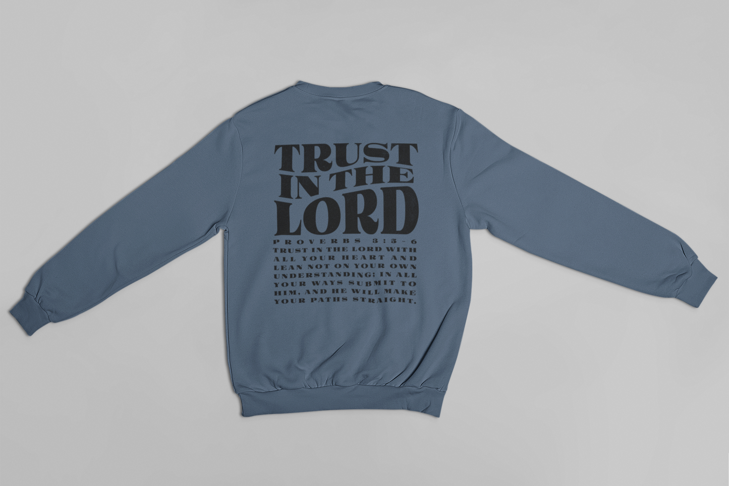 Women's Sweater Trust in the Lord (Black Distressed Font)