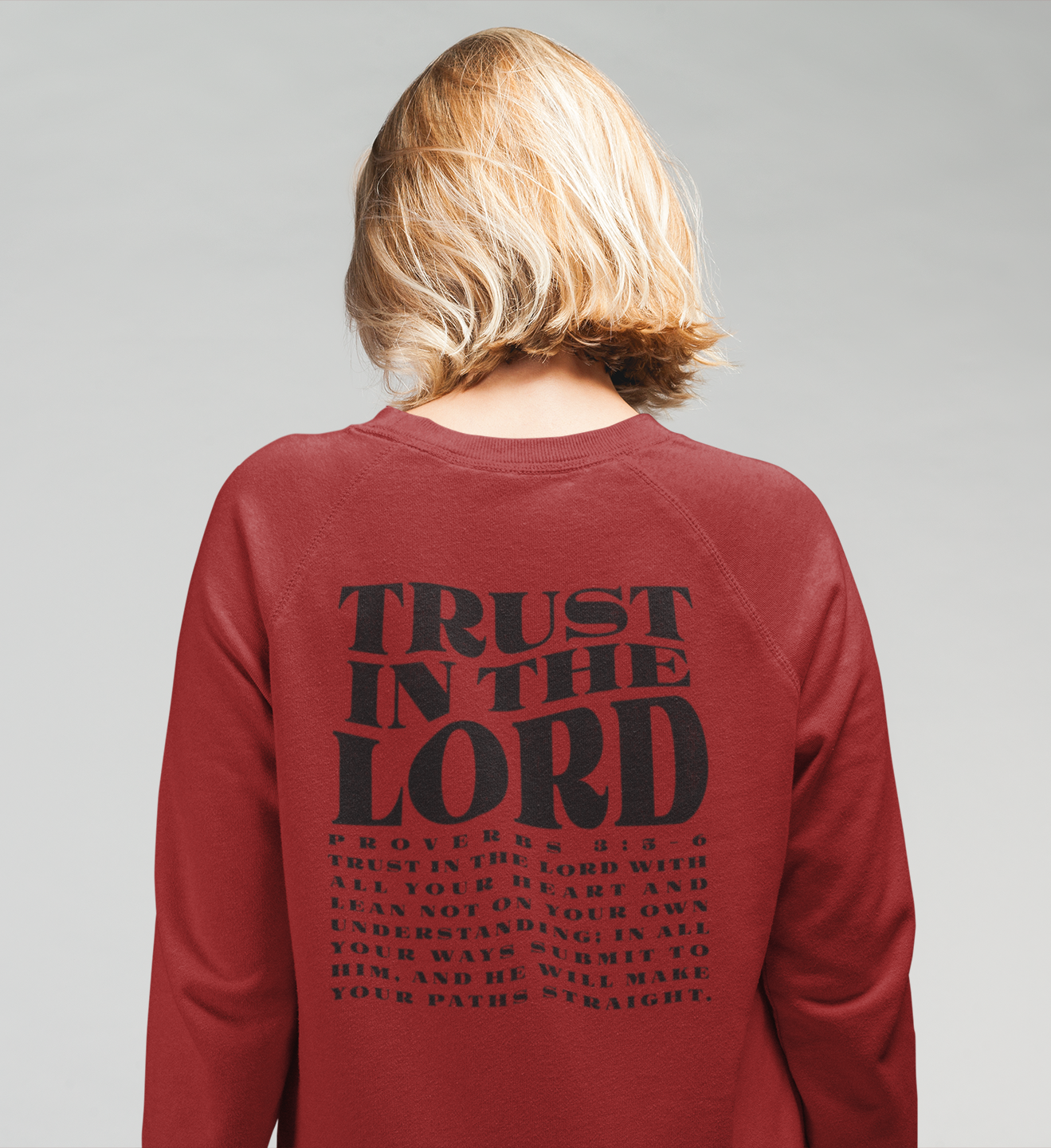 Women's Sweater Trust in the Lord (Black Distressed Font)