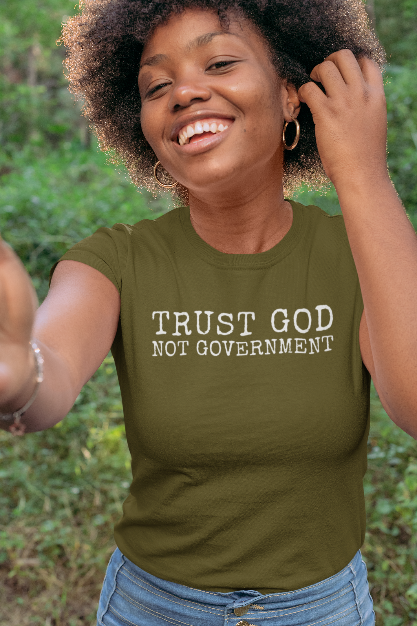 Women's T-Shirt Trust God Not Government